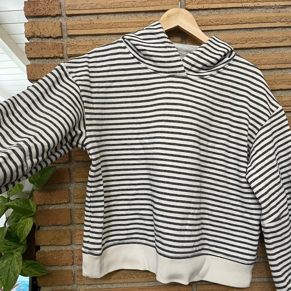 Lou & Grey striped hoodie with balloon sleeves size Large
